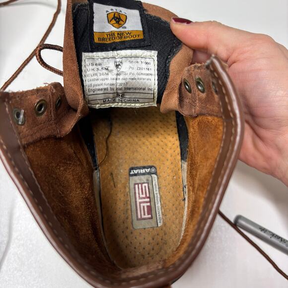 Ariat Women’s Kiltie Lace Up Brown Leather Roper Ankle Work Boots 6 - Picture 2 of 9